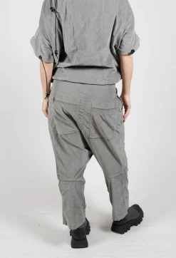 Corduroy Drop Crotch Trousers in Pencil Cloud