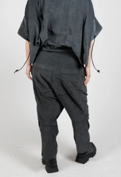 Corduroy Drop Crotch Trousers in Coal Cloud