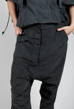 Corduroy Drop Crotch Trousers in Coal Cloud