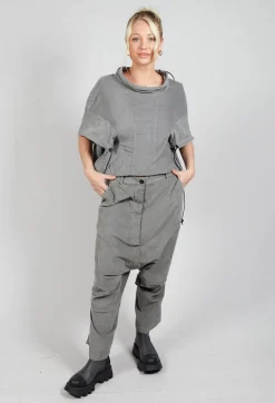 Corduroy Drop Crotch Trousers in Pencil Cloud