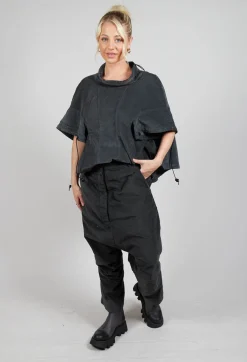 Corduroy Drop Crotch Trousers in Coal Cloud