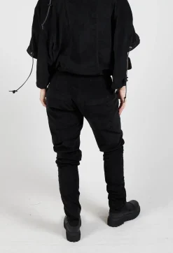 Corduroy Skinny Trousers in Black