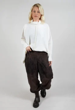 Corduroy Style Trousers in Dark Brown