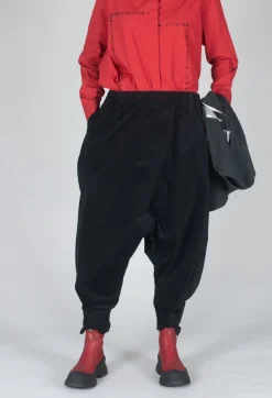Corduroy Style Trousers in Black