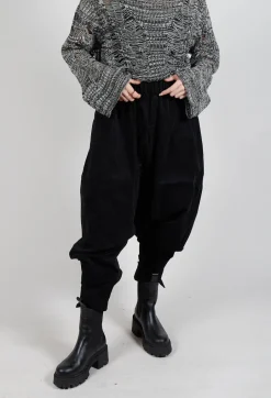 Corduroy Style Trousers in Black