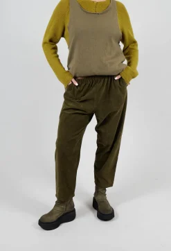 Corduroy Trousers in Military Green