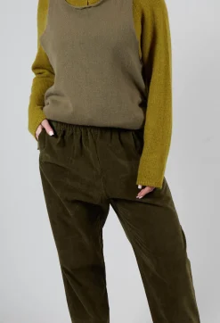 Corduroy Trousers in Military Green