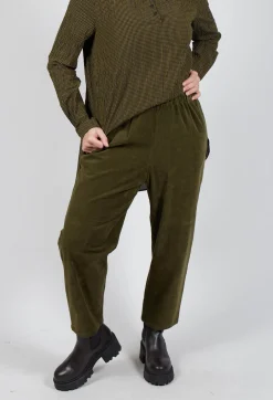 Corduroy Trousers in Military Green