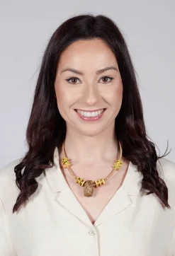 Cork Necklace with Yellow Speckled Beading in Khaki