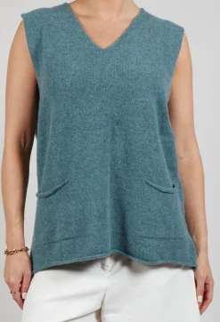 Corry V-Neck Tank Top in Caspian
