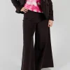Cotton Bell Bottom Trousers in Brown