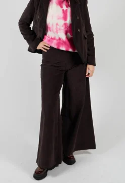 Cotton Bell Bottom Trousers in Brown