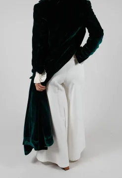 Cotton Bell Bottom Trousers in Cream