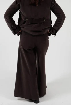 Cotton Bell Bottom Trousers in Brown