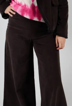 Cotton Bell Bottom Trousers in Brown