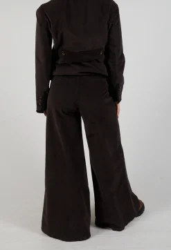 Cotton Bell Bottom Trousers in Brown