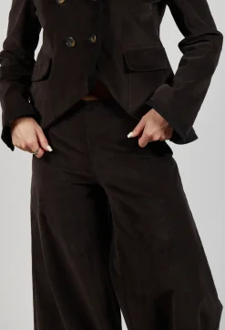 Cotton Bell Bottom Trousers in Brown