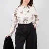 Cotton Button Up Blouse in Bird
