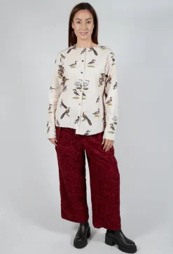 Cotton Button Up Blouse in Bird