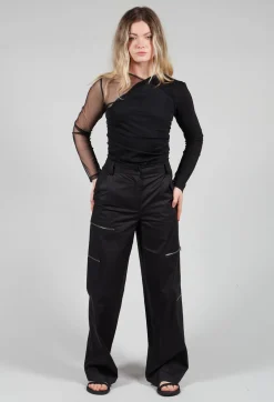Cotton Cargo Trousers in Nero