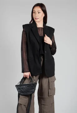 Cotton Denim Waistcoat in Black