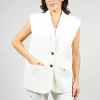 Cotton Denim Waistcoat in White