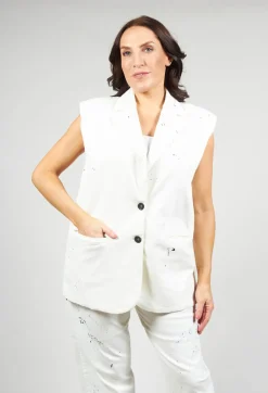 Cotton Denim Waistcoat in White