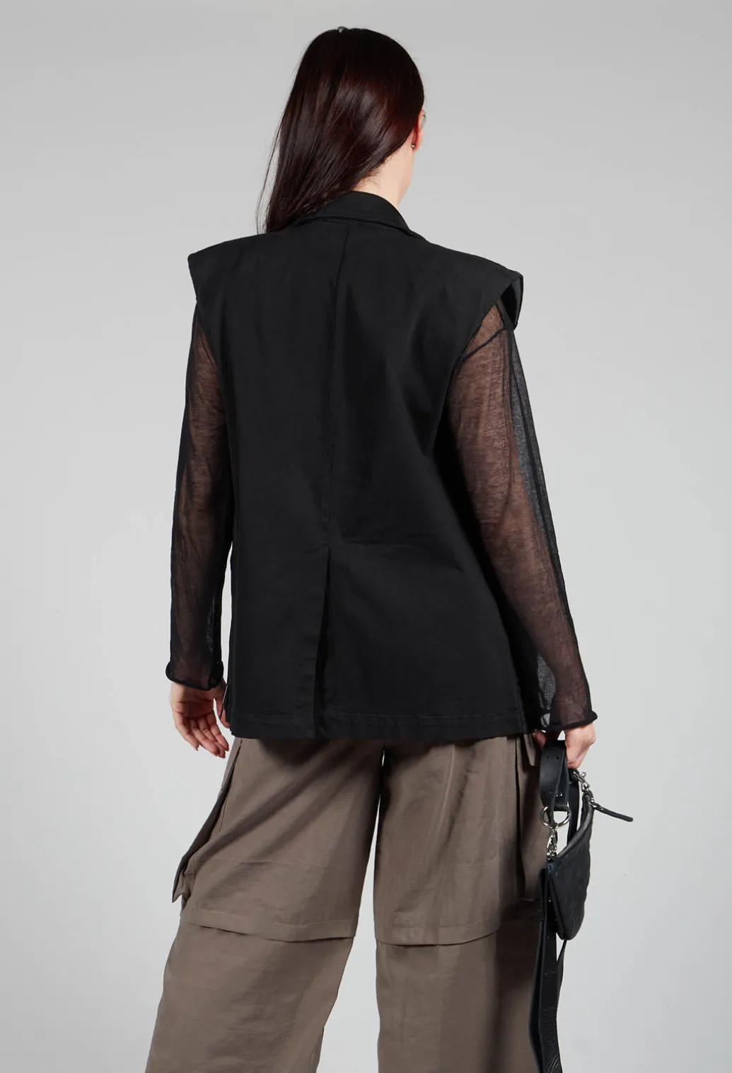 Cotton Denim Waistcoat in Black