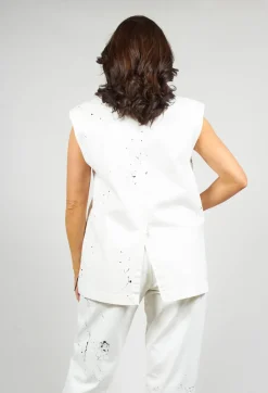 Cotton Denim Waistcoat in White