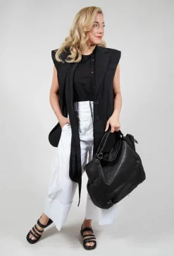 Cotton Denim Waistcoat in Black