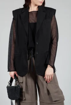 Cotton Denim Waistcoat in Black