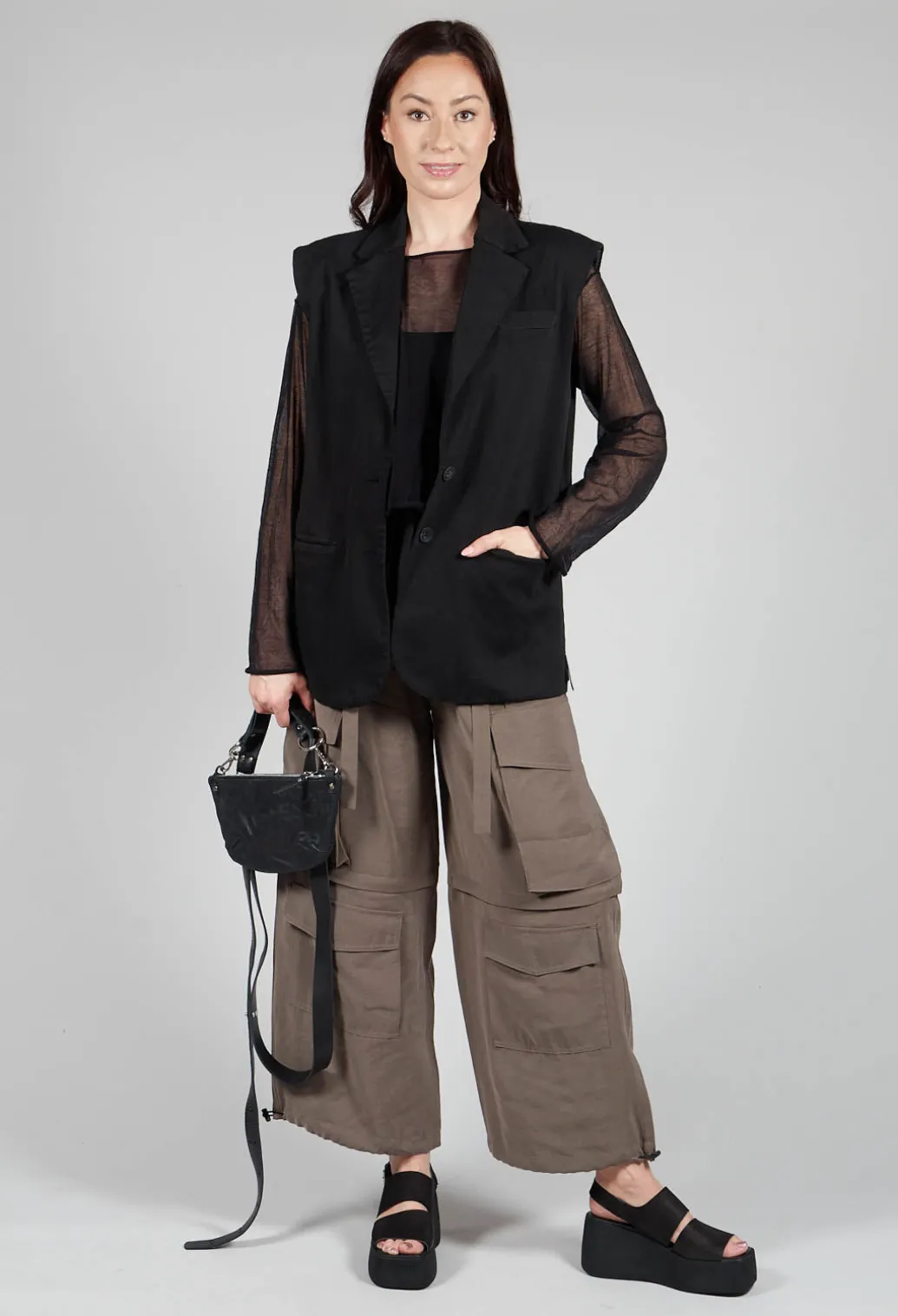 Cotton Denim Waistcoat in Black