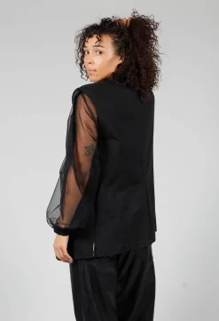 Cotton Denim Waistcoat in Black