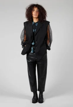 Cotton Denim Waistcoat in Black