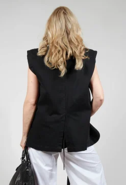 Cotton Denim Waistcoat in Black