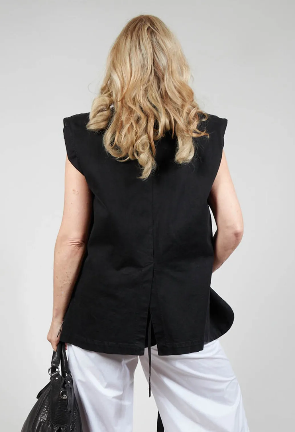 Cotton Denim Waistcoat in Black