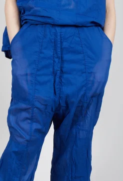 Cotton Drop-Crotch Trousers with Pull String Waist in Royal Paper
