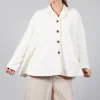 Cotton Flare Button Coat in Butter