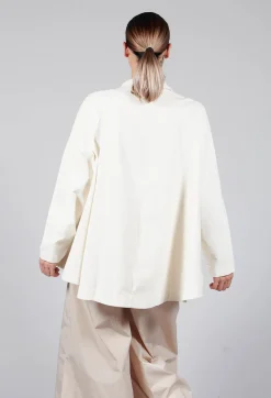 Cotton Flare Button Coat in Butter