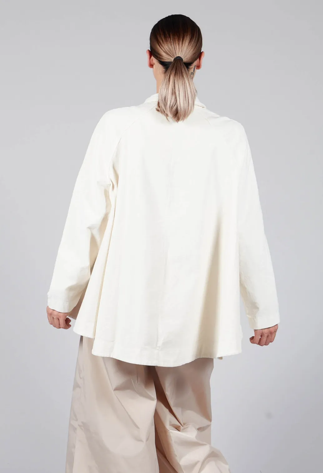 Cotton Flare Button Coat in Butter