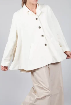 Cotton Flare Button Coat in Butter