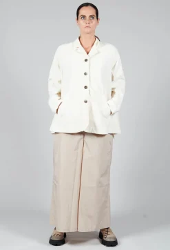 Cotton Flare Button Coat in Butter
