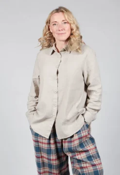 Cotton Linen Blend Button Up Shirt in Sand