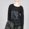 Cotton Long Sleeve Top in Black Print