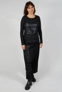 Cotton Long Sleeve Top in Black Print