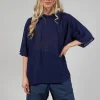 Cotton Maxi Hoodie in Navy