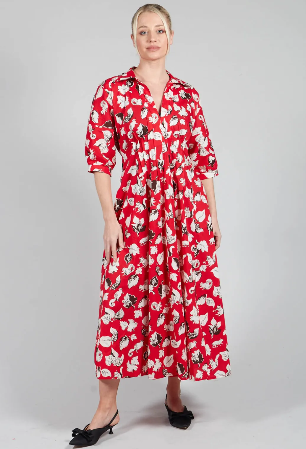 Cotton Midi Dress in Squirrel