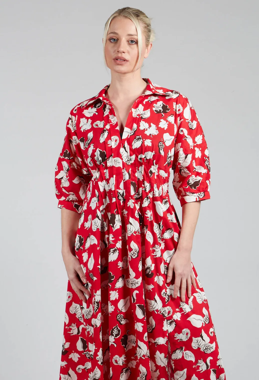 Cotton Midi Dress in Squirrel