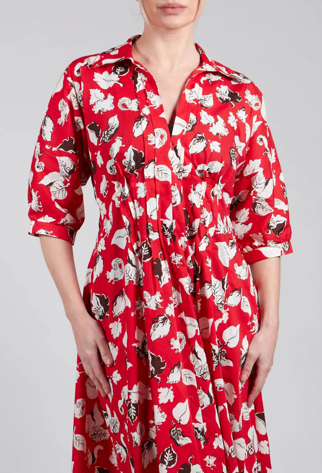Cotton Midi Dress in Squirrel