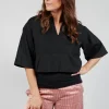 Cotton Pintuck Blouse in Black